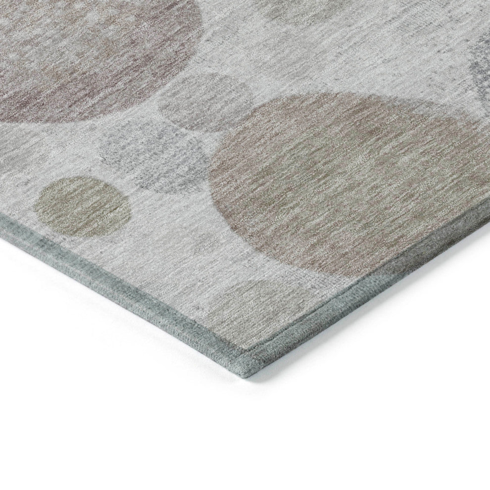 Machine Washable Indoor/Outdoor Chantille ACN1896 Taupe 8' x 8' Round Rug