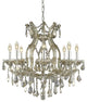Elegant Maria Theresa Fixture, Golden Teak Finish With Royal Cut Crystal