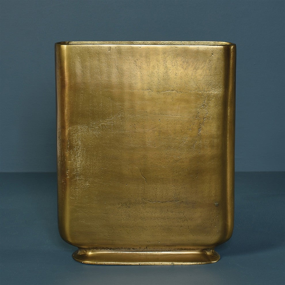 Cast Metal Minimalist Brass Gold Thin Vase | Geometric Tall 16" Modern Simple