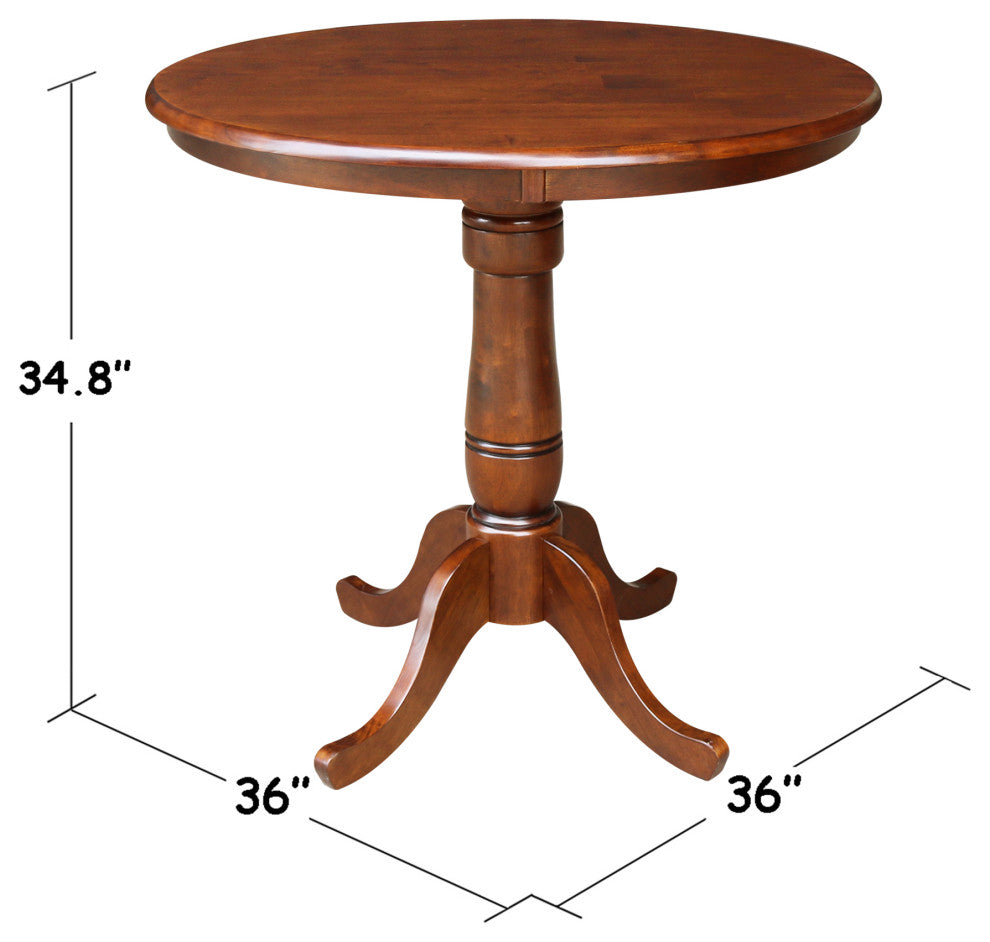 Round Top Pedestal Table, Espresso, 30 Inch Round