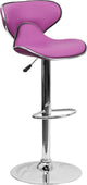 Estella Mid-Back Deep Curved Purple Vinyl Swivel Adjustable Barstool