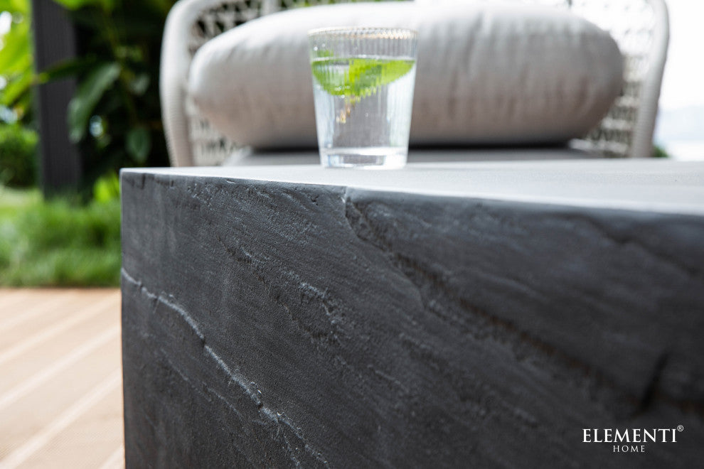 Colorado 34" Square Concrete Coffee Table, Slate Black