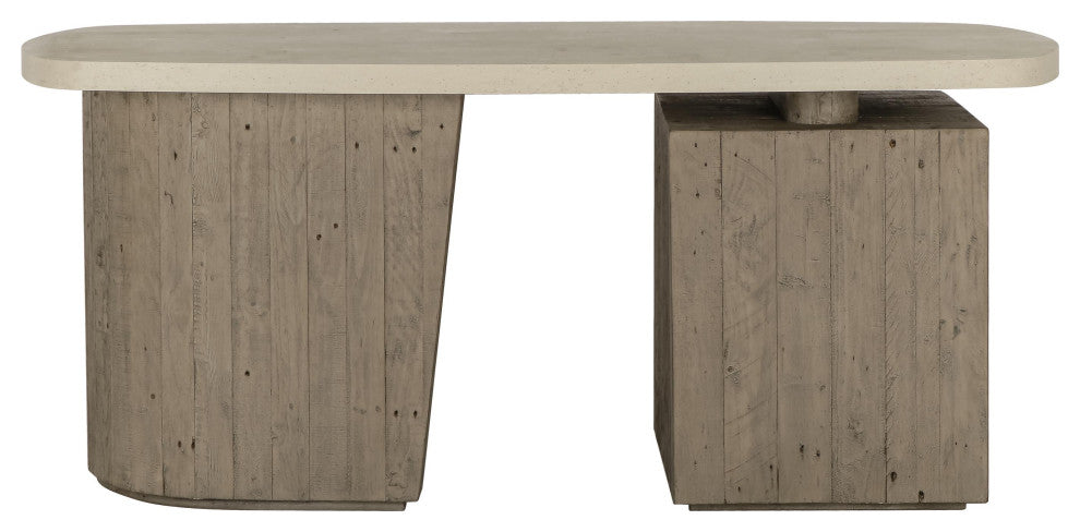 Angus 70" Reclaimed Wood Writing Desk, Concrete Gray