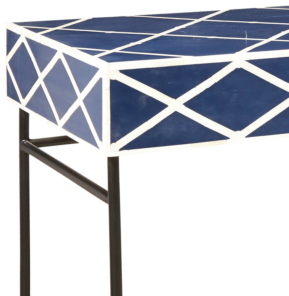 Navy Blue Writing Desk With Storage Drawer