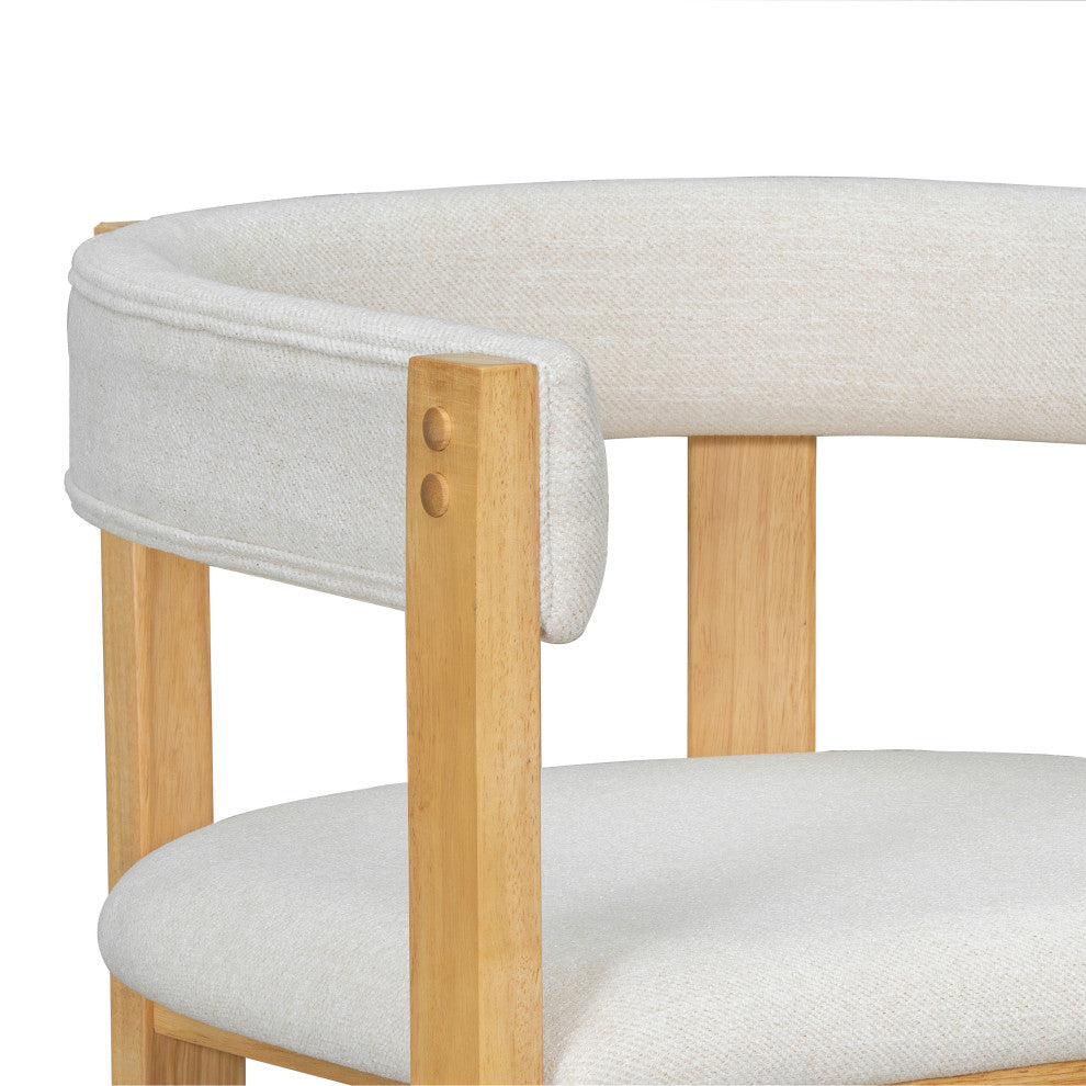 Heise Modern Open Back Dining Armchair With Cushion, Set of 2, Beige/Natural