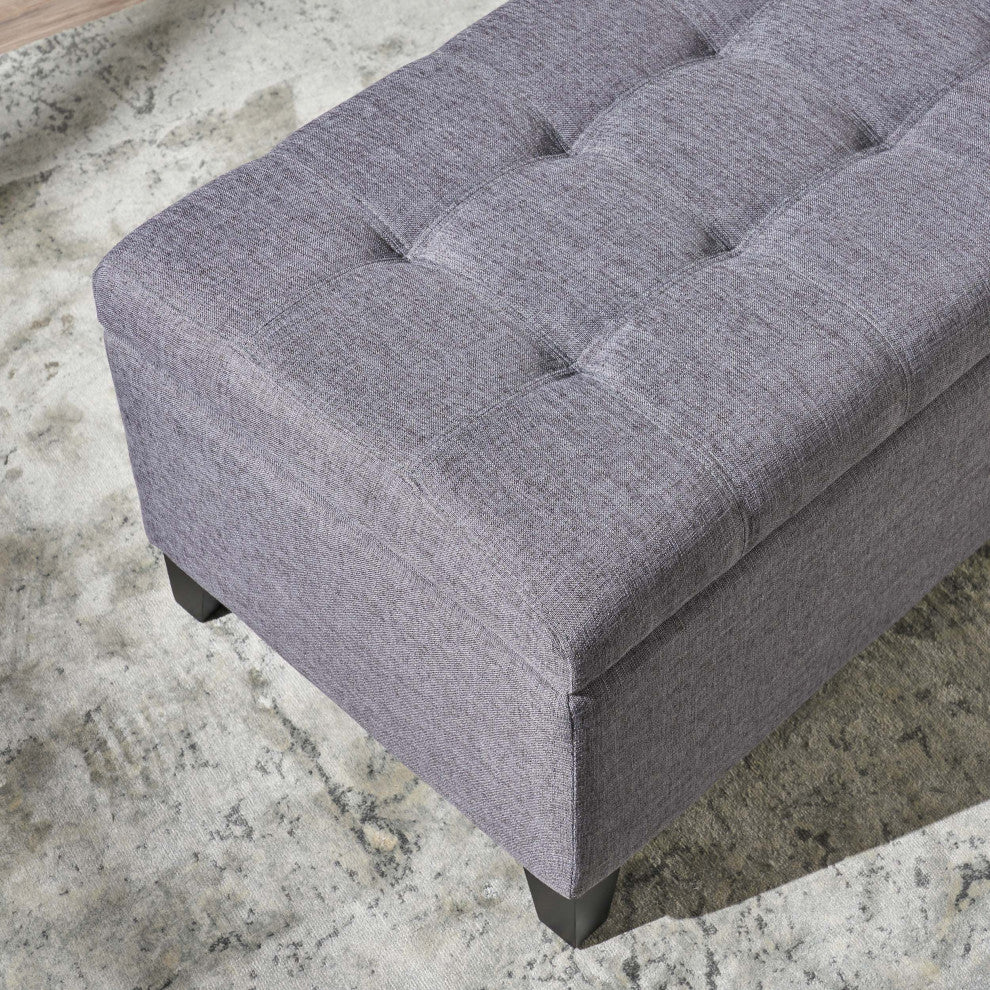 GDF Studio Sterling Fabric Tufted Storage Ottoman, Gray
