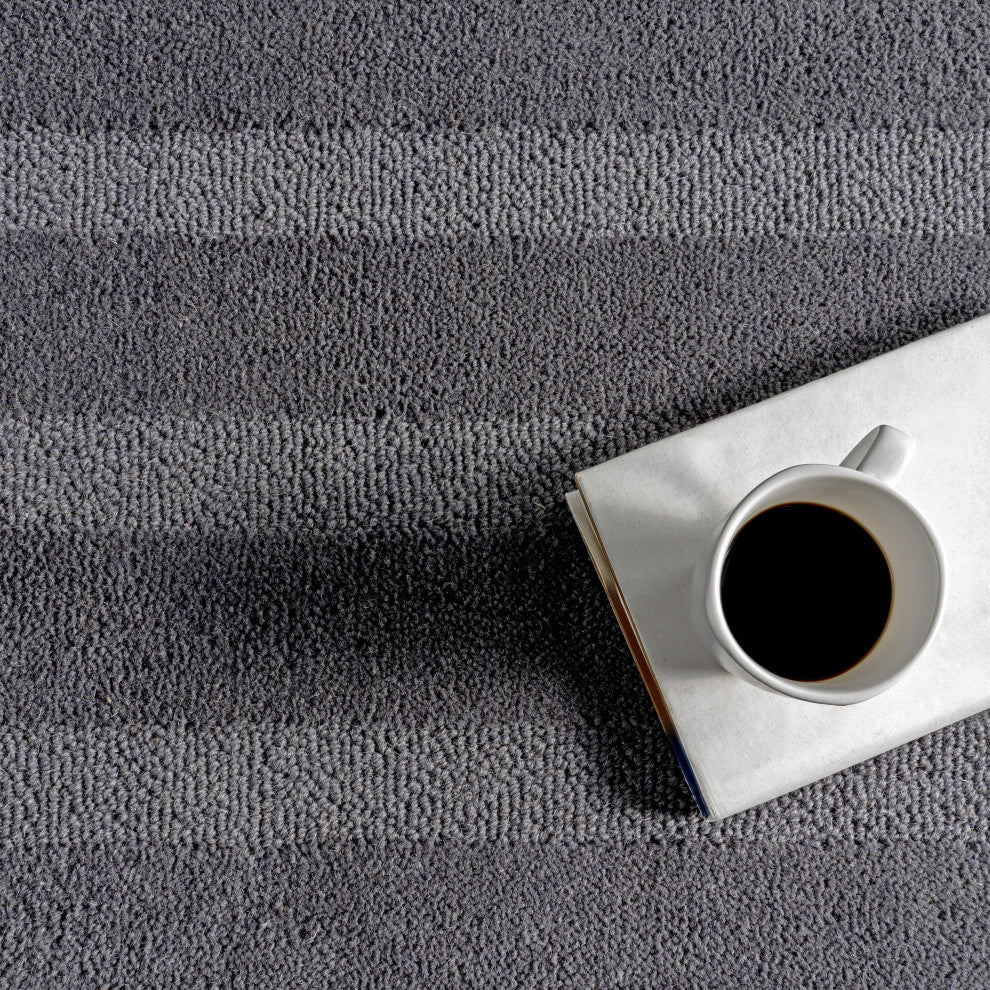Vestry Striped Wool Area Rug, Charcoal 8' x 10'
