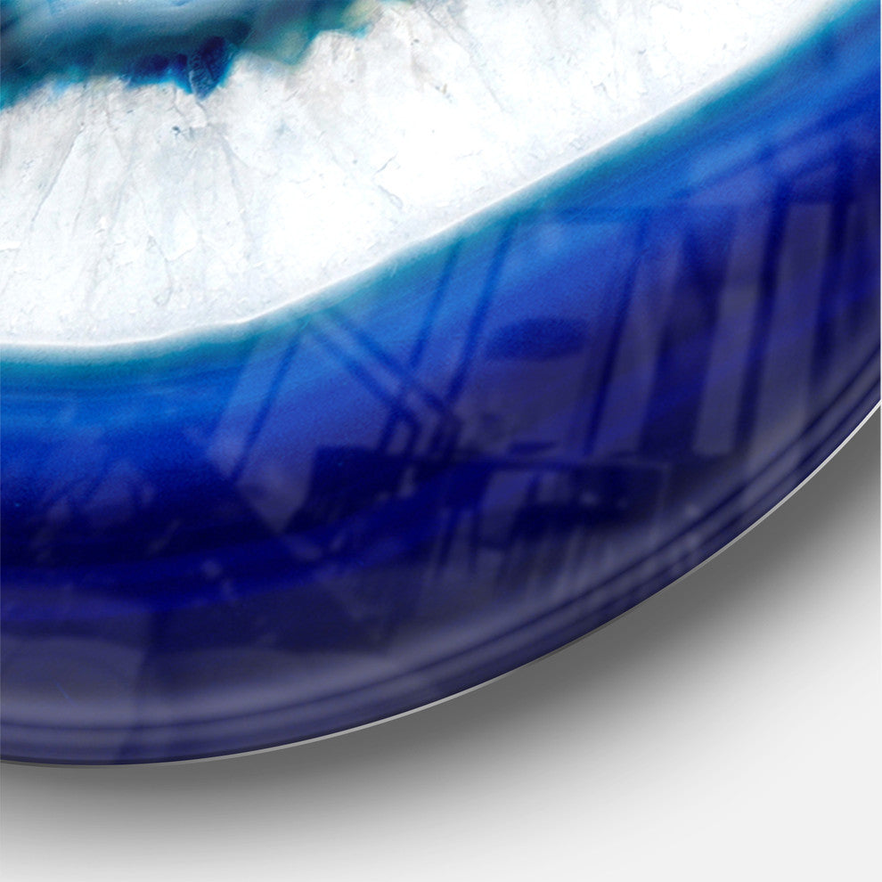 Slice of Blue Agate Crystal Oversized Modern Metal Clock, 23"x23"