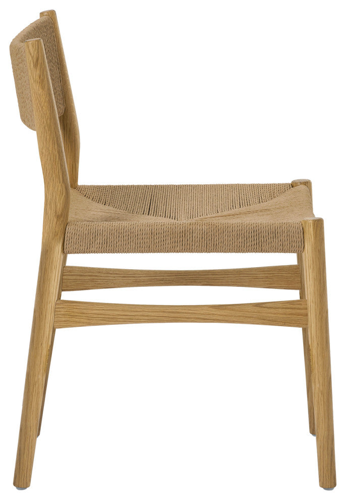Erie, Woven Paper Cord and Oak Wood, Dining Chairs, 18", Set of 2