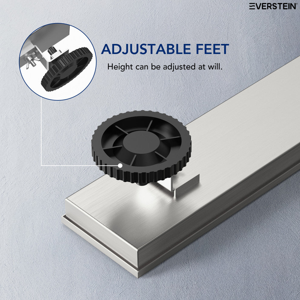 24" Stainless Steel Linear Shower Drain, Tile-In Pattern, Brushed Nickel
