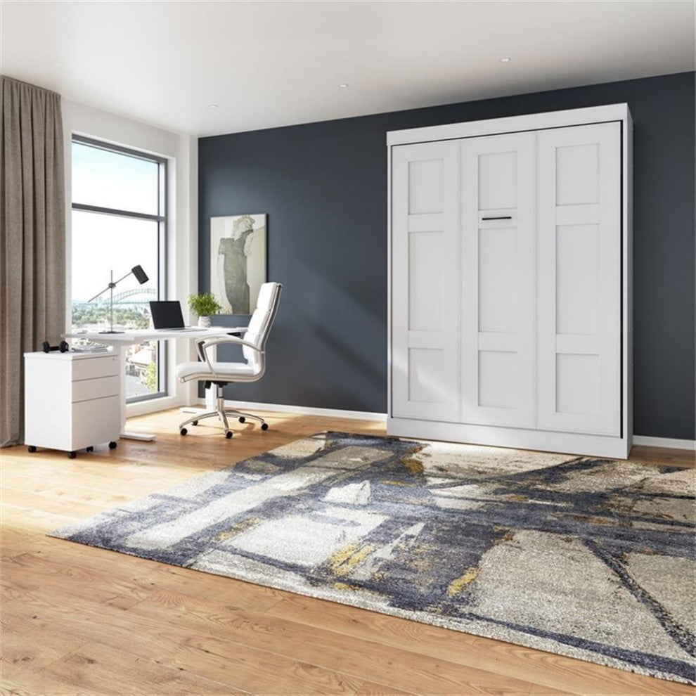 Bestar Edge 65" Modern Sturdy Wood Queen Size Murphy Bed in White