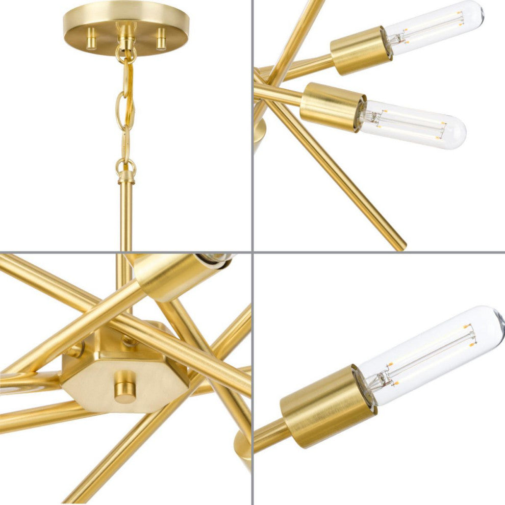 Astra Collection Six-Light 22" Satin Brass Modern Chandelier