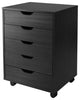 Pemberly Row Modern Wood Storage Cabinet with 5 Drawers in Black
