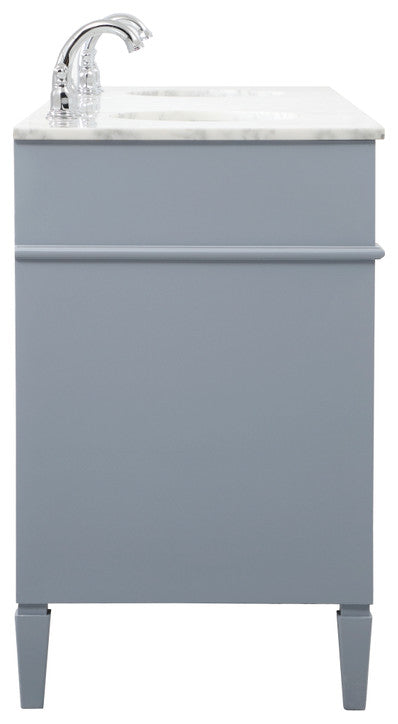 Home Living Vanity with Carrara White Marble Countertop, Gray, 72", Double Sink