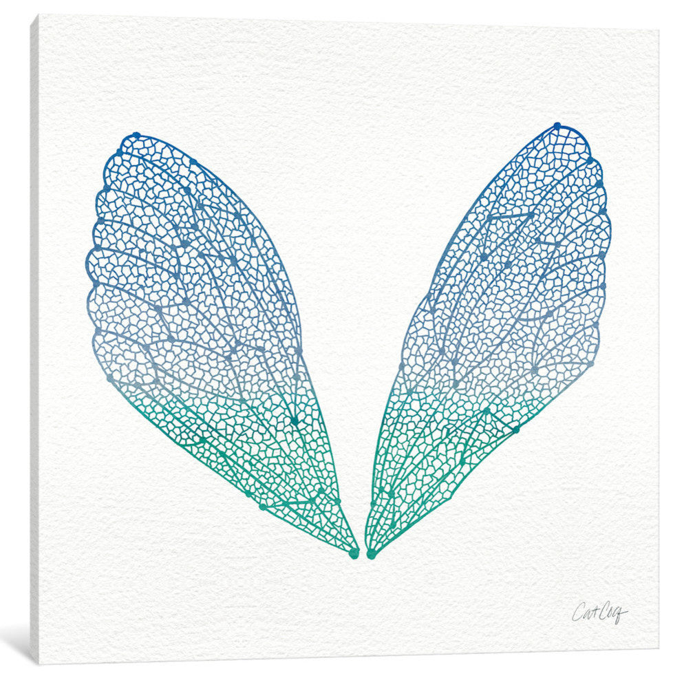 "Cicada Wings Blue Turquoise Artprint" by Cat Coquillette, 18x18x1.5