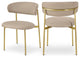 Lupita Vegan Leather Dining Chair, Set of 2, Taupe, Brushed Gold Finish