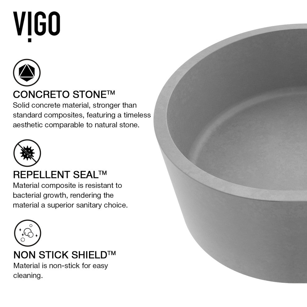 Giralda 16"L x 11"W Concrete Vessel Sink and Lexington 10"H Faucet Set