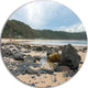Pretty Beach With Small And Big Rocks, Seashore Disc Metal Artwork, 11"