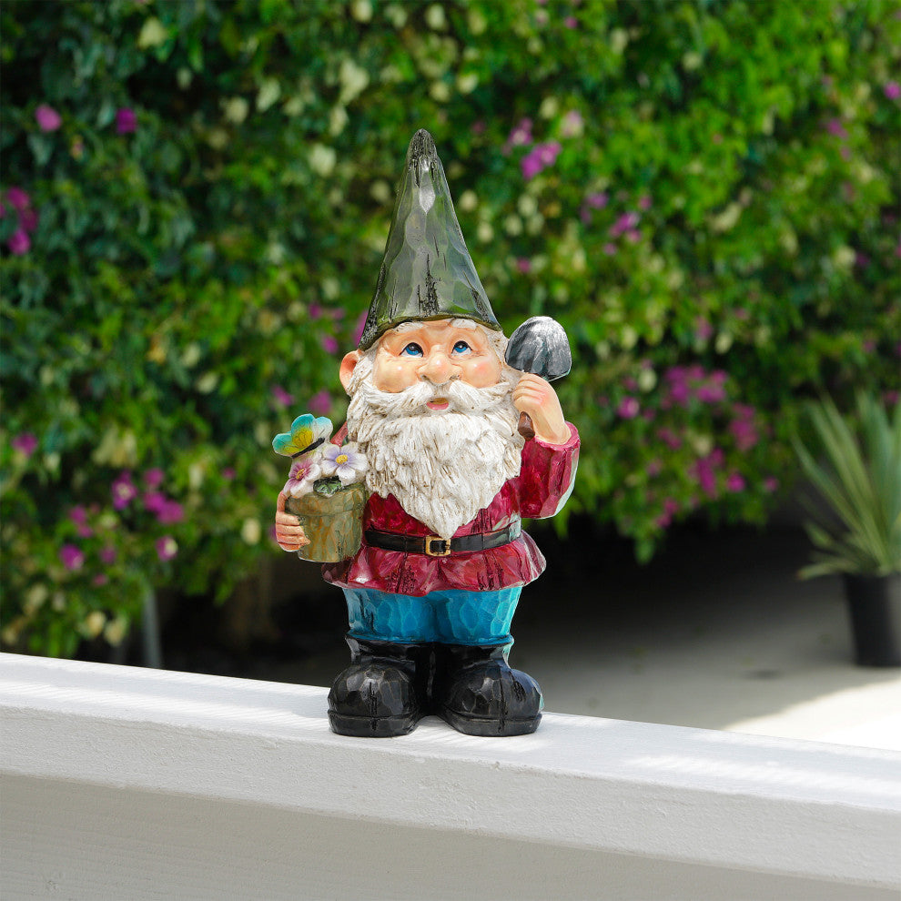 Gnome with Flower Pot Statue