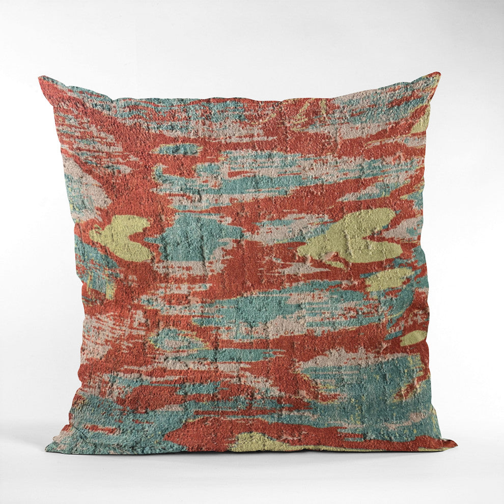 Plutus Multi-Color Velvet iKat Luxury Throw Pillow, 24"x24"