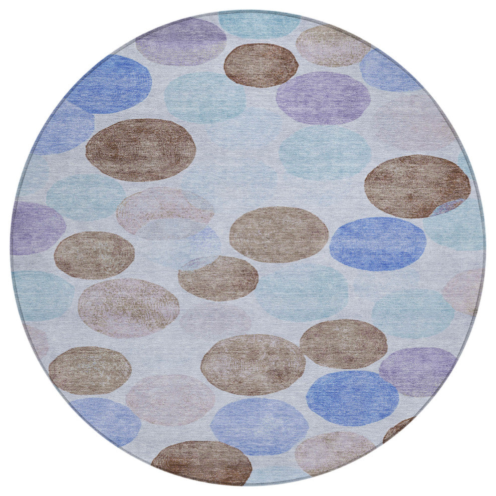 Machine Washable Indoor/Outdoor Chantille ACN1898 Sky 8' x 8' Round Rug