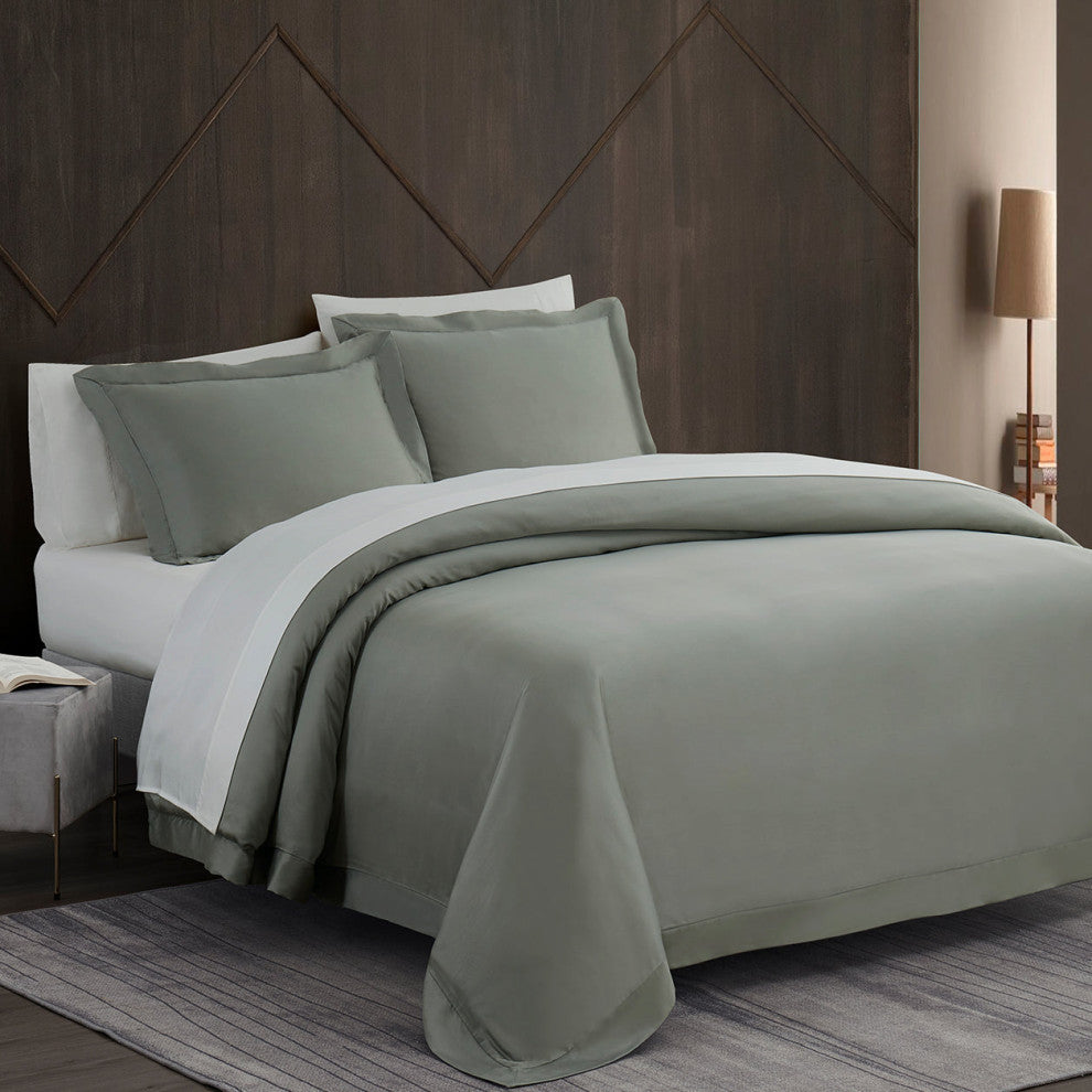 Lyocell Duvet Cover Set, Super Queen, Sage, 3 Piece
