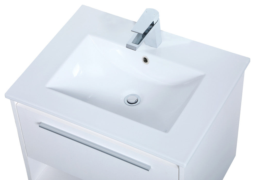 24" Single Bathroom Floating Vanity, White