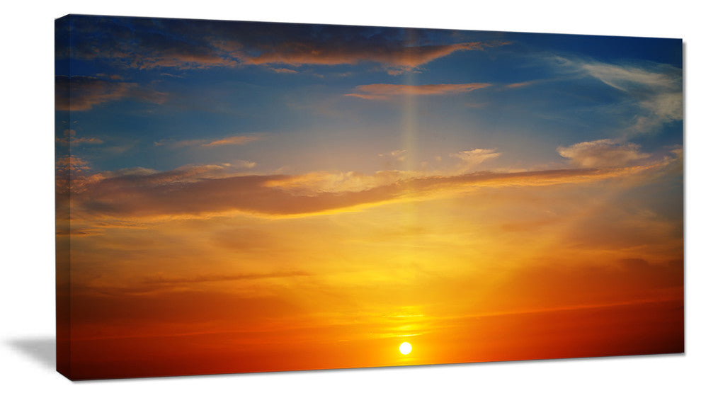 "Sunlight in Sky Above Horizon" Oversized Beach Canvas Artwork, 32"x16"