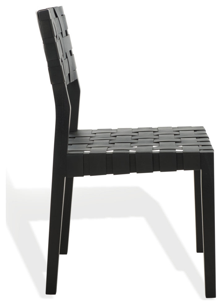 Safavieh Couture Bette Woven Leather Dining Chair, Black