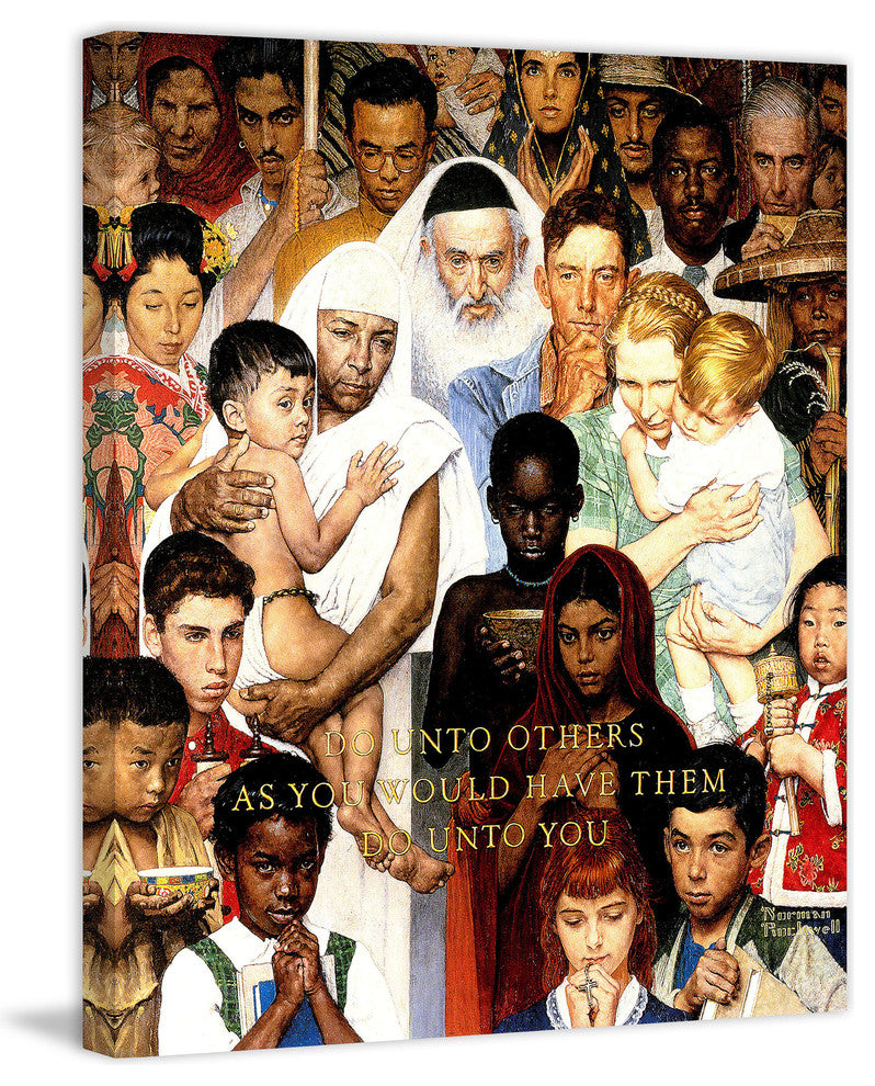 "Golden Rule" Painting Print on Canvas by Norman Rockwell