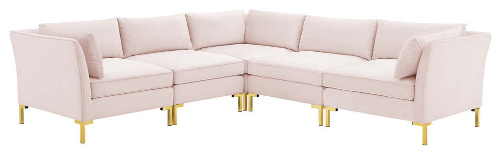 Ardent 5-Piece Performance Velvet Sectional Sofa - Pink