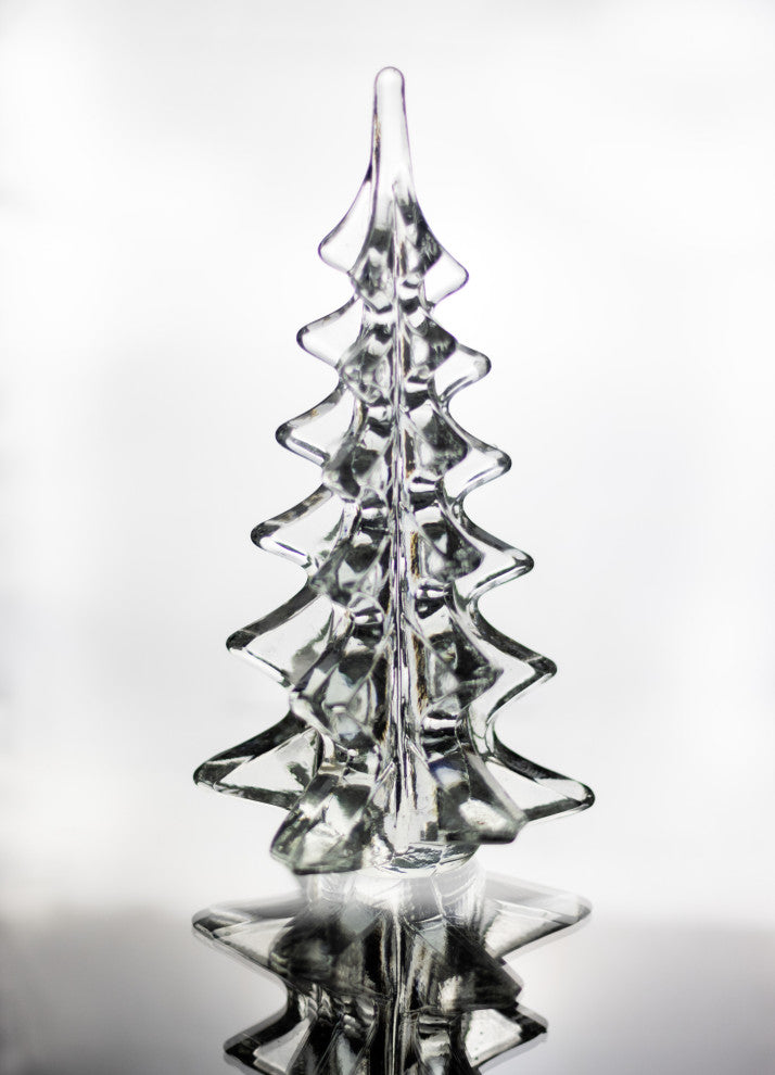 Mouth Blown Art Glass Christmas Tree, 11"