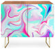 Deny Designs Liquid 3 Credenza, Walnut, Gold Steel Legs