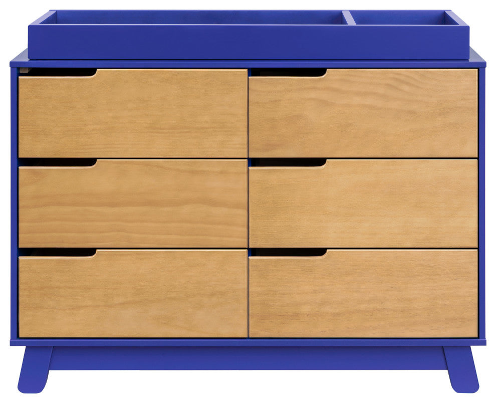 Hudson 6-Drawer Assembled Double Dresser, Cobalt and Honey