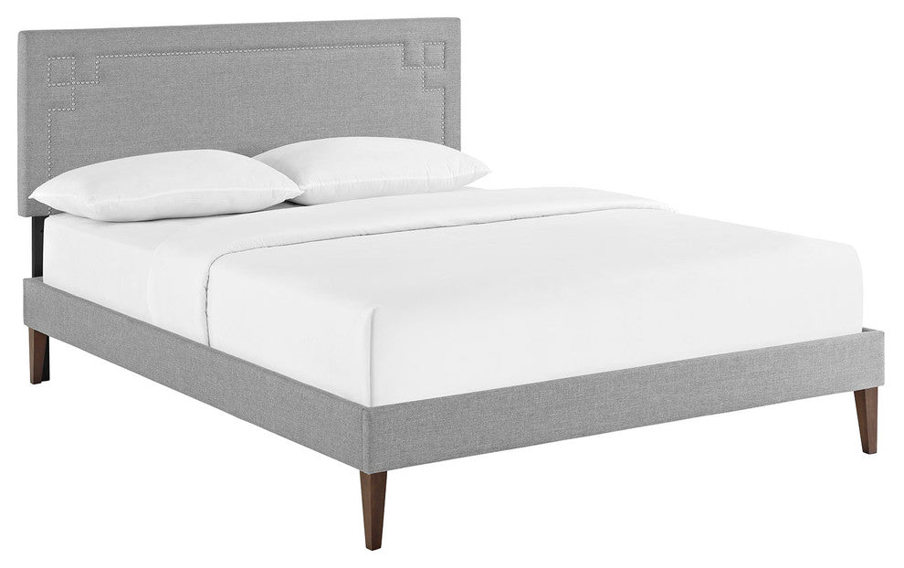 Modway Josie Full Fabric Platform Bed With Squared Tapered Legs, Light Gray