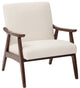 Davis Chair, Linen Fabric With Medium Espresso Frame