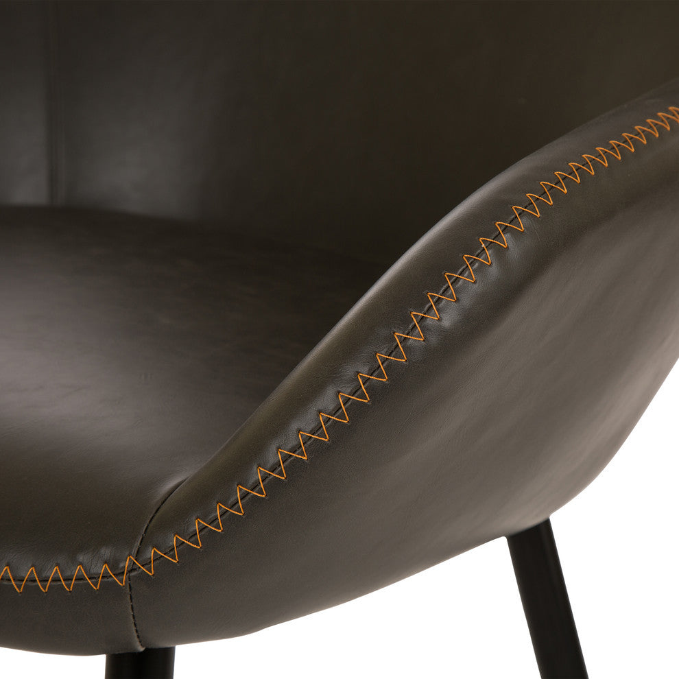 Vintage Gray Leatherette Dining Armchair, Set of 2