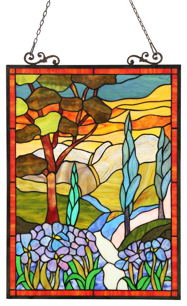 Almos Tiffany-Glass Floral Window Panel