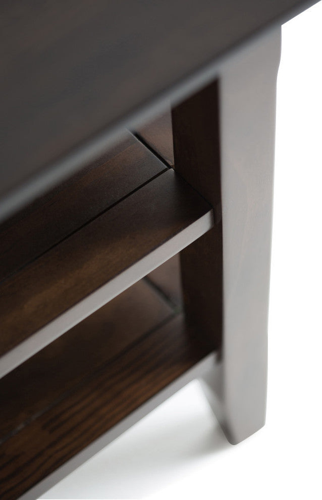 Acadian Solid Wood 14" Rustic Narrow Side Table, Brunette Brown