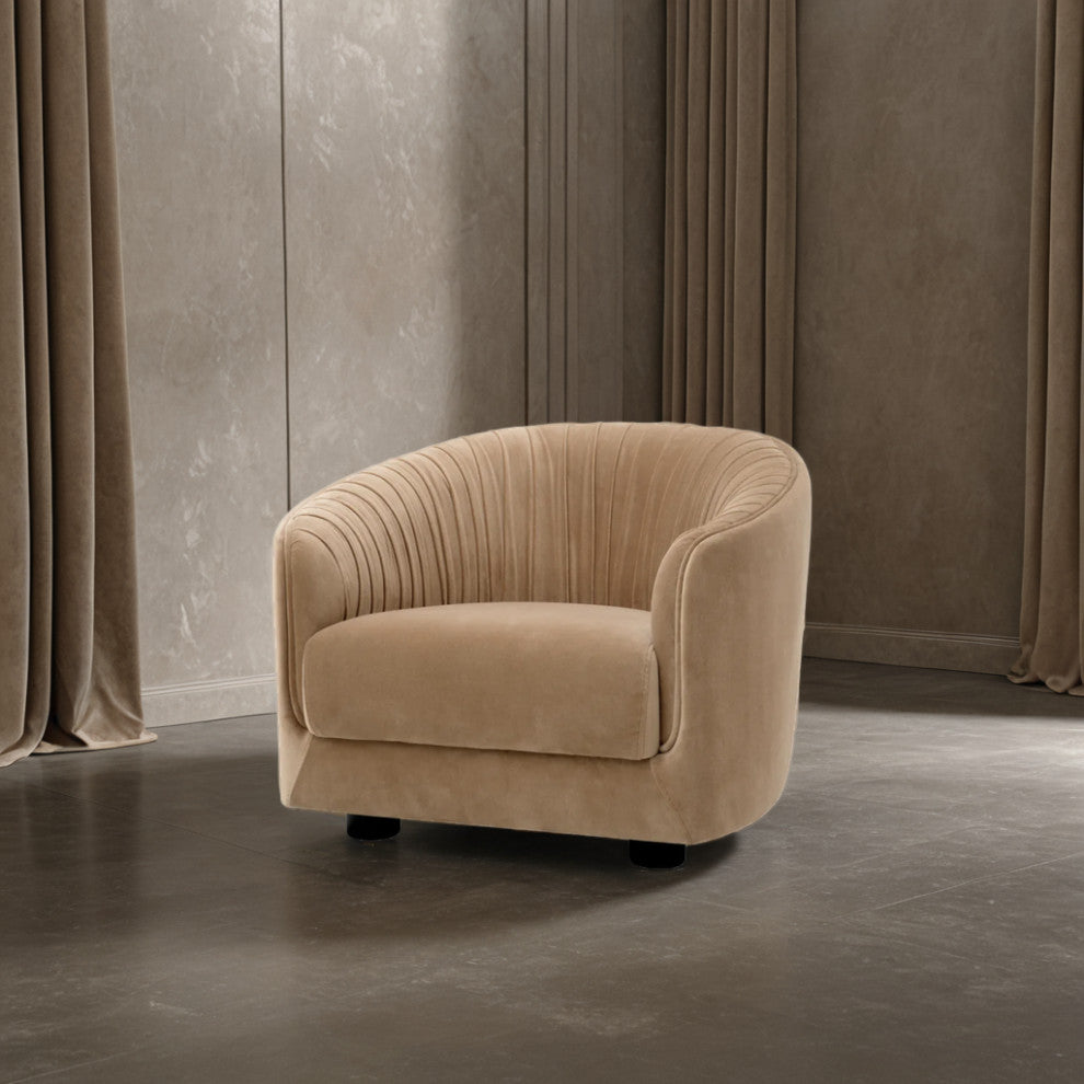 Brown Pleated Lounge Chair, Eichholtz Jameson