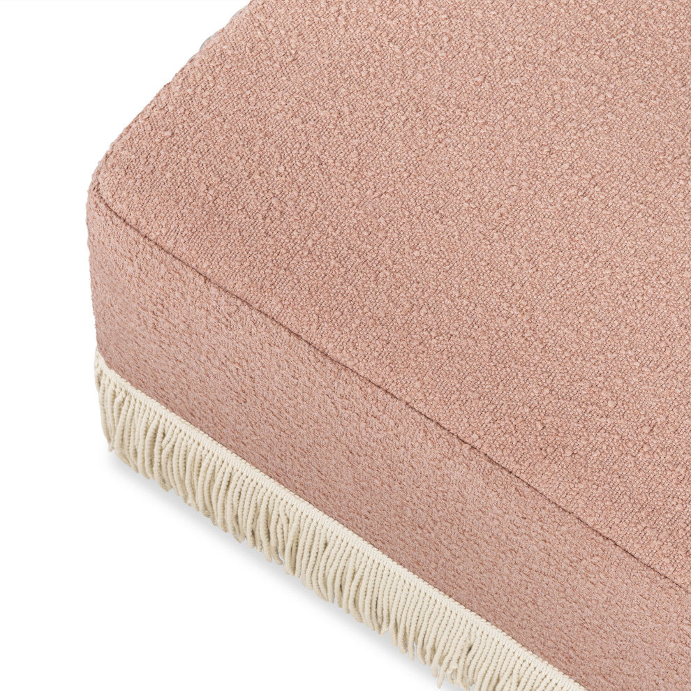 Crawford Gliding Ottoman, Boucle with Tassel Fringe, Rose