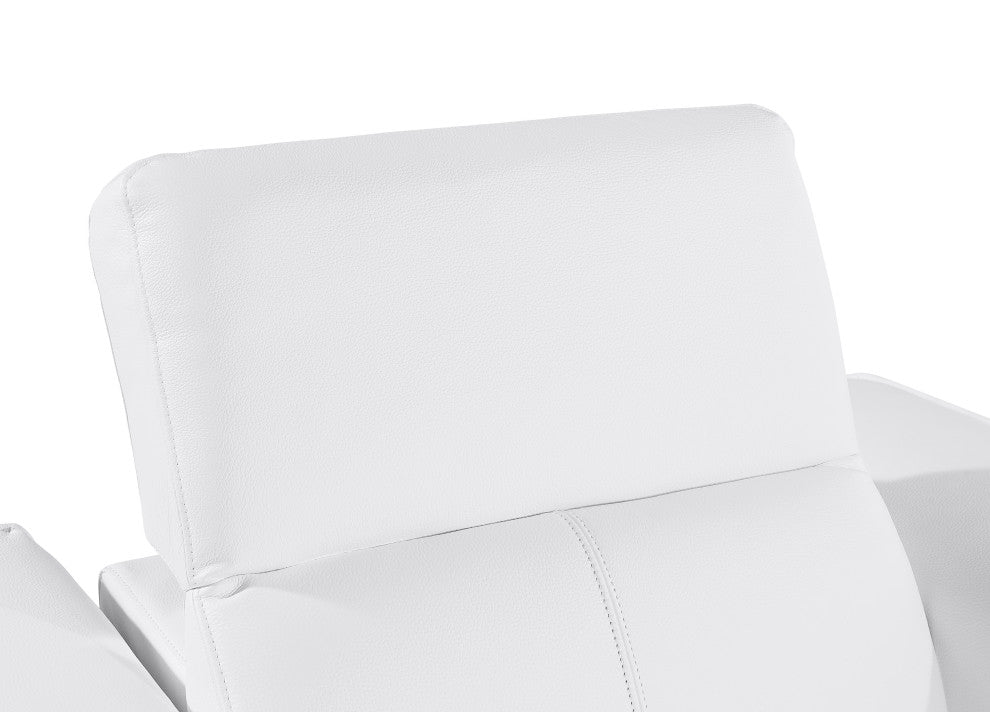 Niccolo Italian Leather Power Reclining Arm Chair With Power Headrests, White