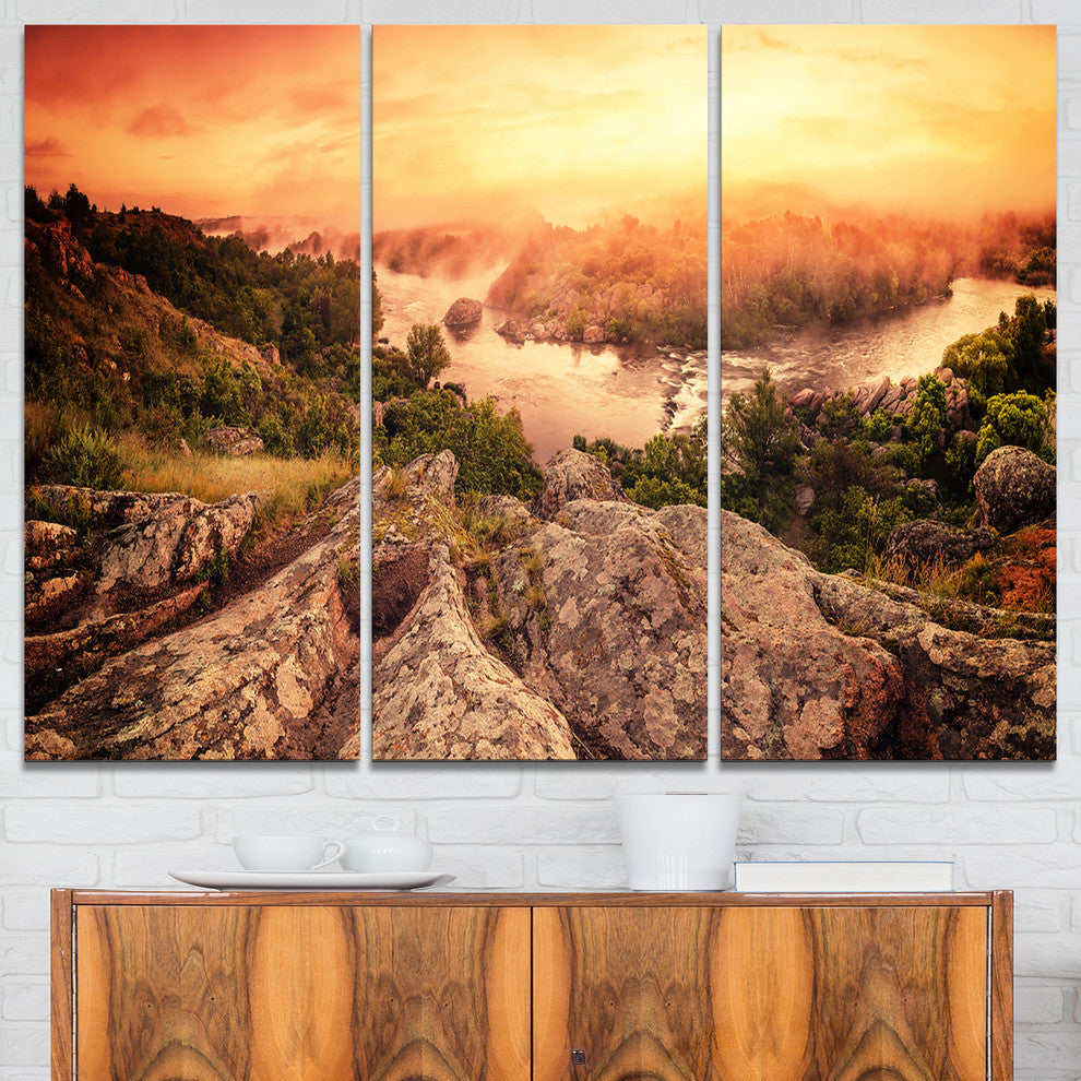"Vintage Mountain Sunrise" Photo Canvas Print, 3 Panels, 36"x28"