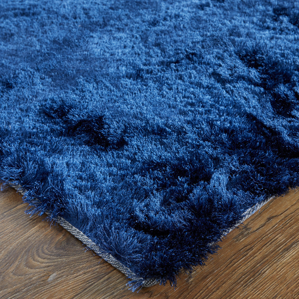 Weave & Wander Armada Plush Shag Rug, Dark Blue, 7'6"x9'6"