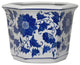 10" Floral Blue and White Porcelain Flower Pot