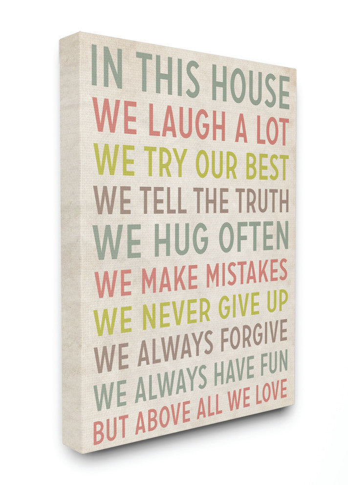 Stupell Industries In This House We Inspirational Art, 16"x20", Canvas Wall Art