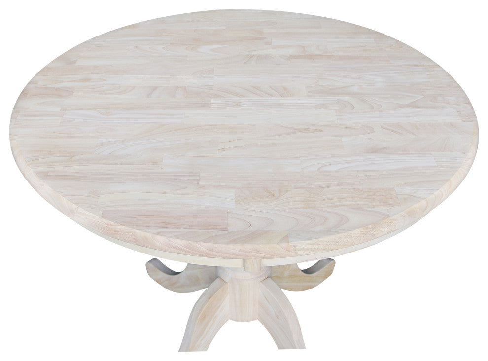 Round Top Pedestal Table, Unfinished, 36 Inch Round