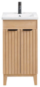 Palos Bathroom Vanity, Fir Wood Brown, 18", Ceramic Top, No Mirror