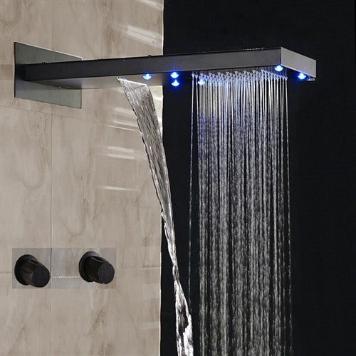 Napoli Oil Rubbed Bronze LED Waterfall Rain Shower Set