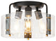 Modern 3-Light Black Semi Flush Mount Ceiling Light with Glass Shade